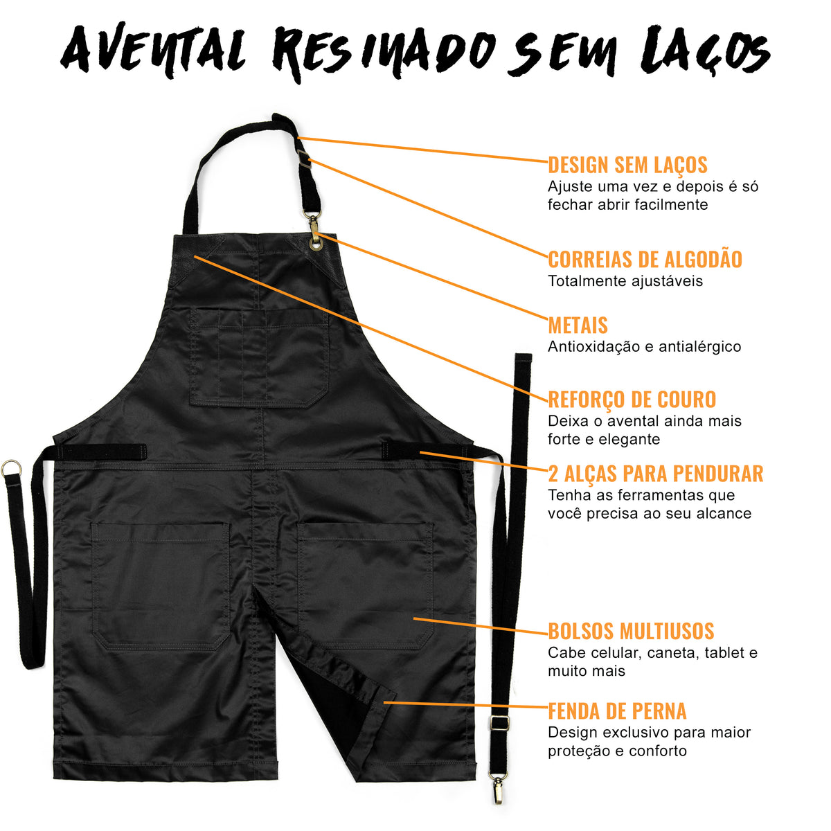 Avental para Cabeleireiro - resistente à água, fecho sem laços, ajustável - salão beleza, barbeiro, chef - Under NY Sky