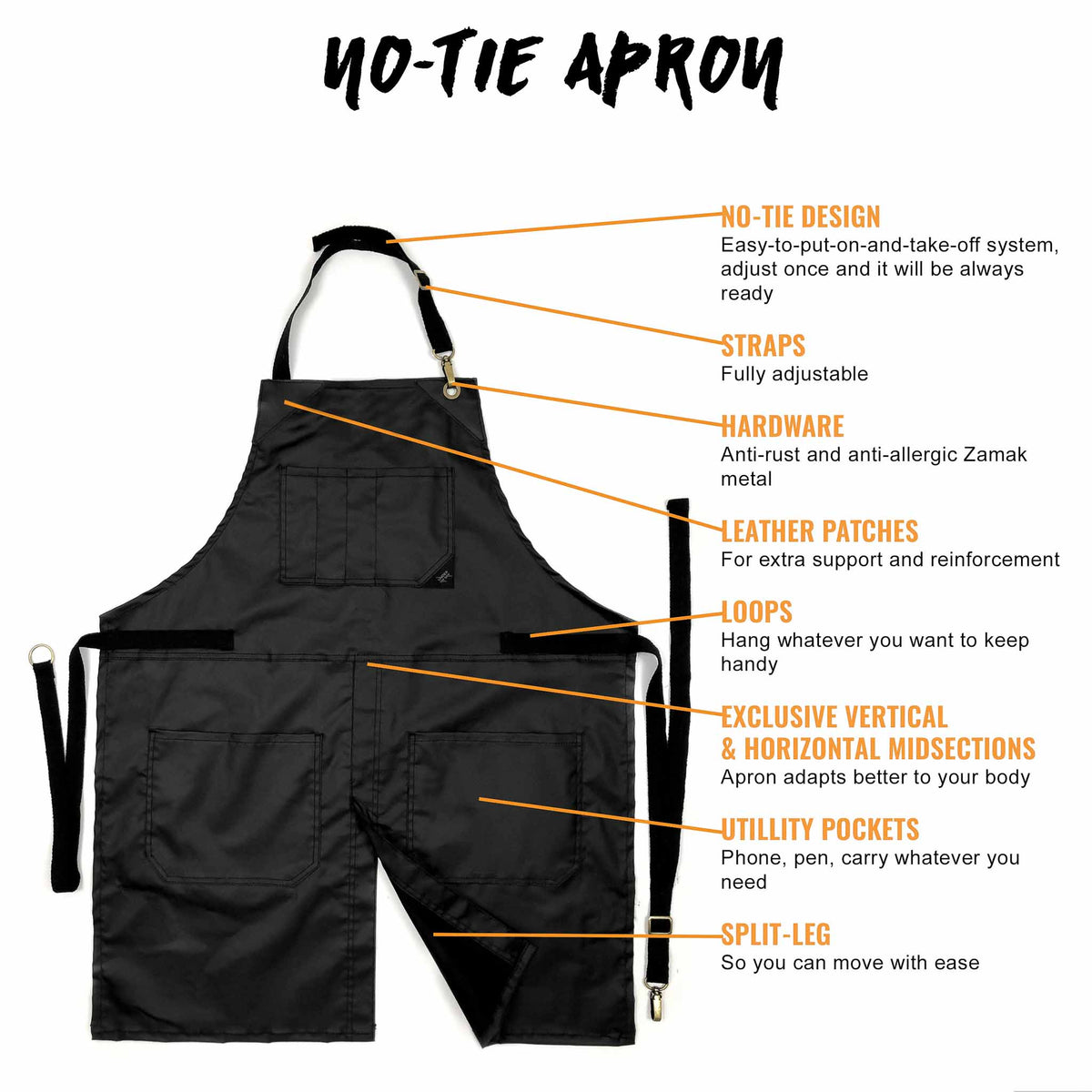 Salon Apron - Water Resistant, Easy-Fastening No-Tie, Adjustable - Hairstylist, Barber, Chef - Under NY Sky