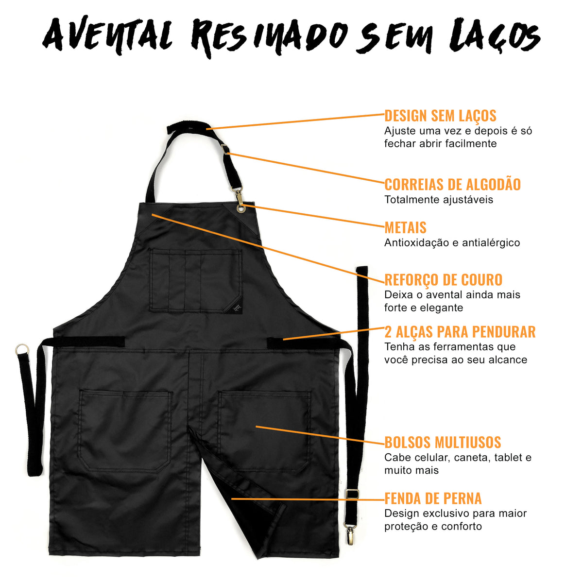 Avental para Cabeleireiro - resistente à água, fecho sem laços, ajustável - salão beleza, barbeiro, chef - Under NY Sky