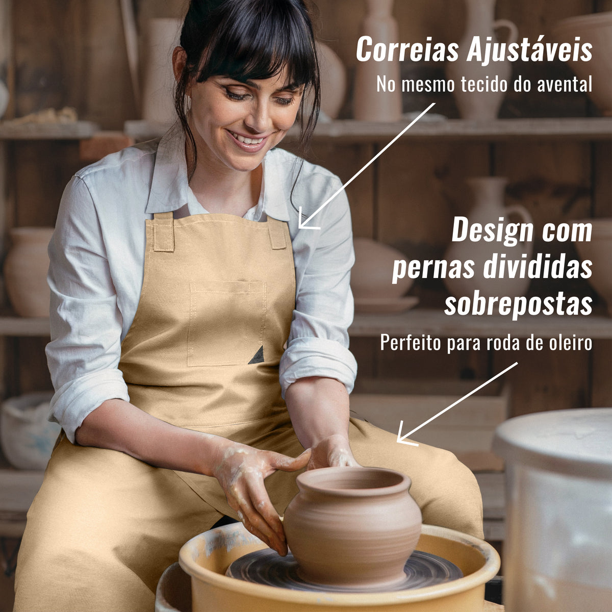 Avental de Cerâmica - Fenda de Perna, Alças de Suporte - Roda de Oleiro, Arte, Artesanato, Escultura em Barro, Ceramista -  Under NY Sky