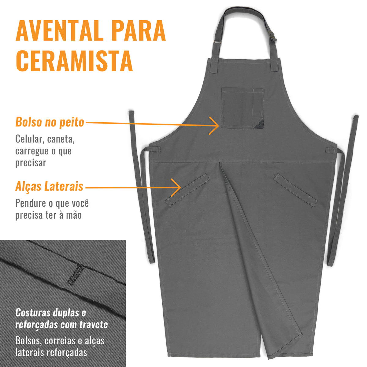 Avental de Cerâmica - Fenda de Perna, Alças de Suporte - Roda de Oleiro, Arte, Artesanato, Escultura em Barro, Ceramista -  Under NY Sky