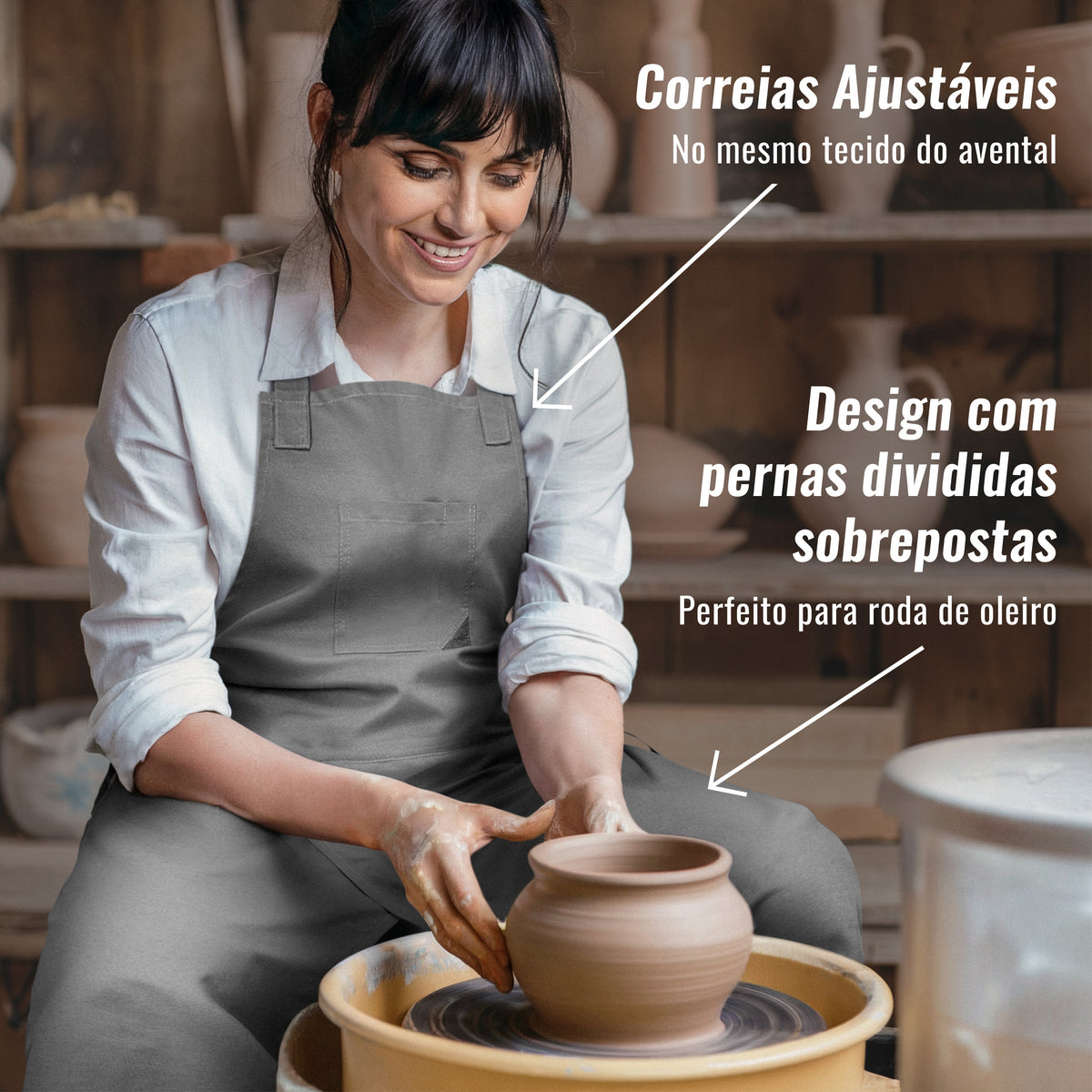 Avental de Cerâmica - Fenda de Perna, Alças de Suporte - Roda de Oleiro, Arte, Artesanato, Escultura em Barro, Ceramista -  Under NY Sky