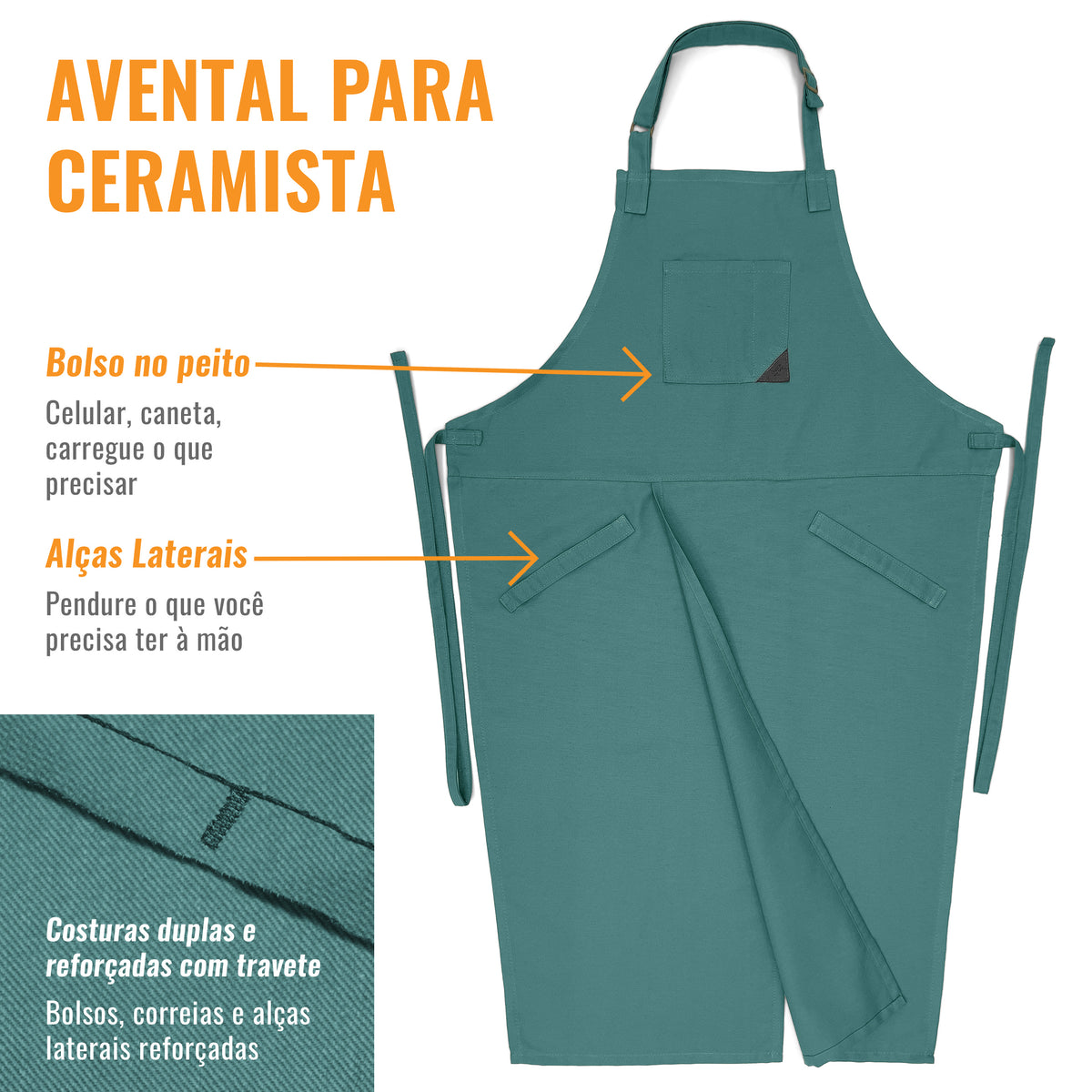 Avental de Cerâmica - Fenda de Perna, Alças de Suporte - Roda de Oleiro, Arte, Artesanato, Escultura em Barro, Ceramista -  Under NY Sky