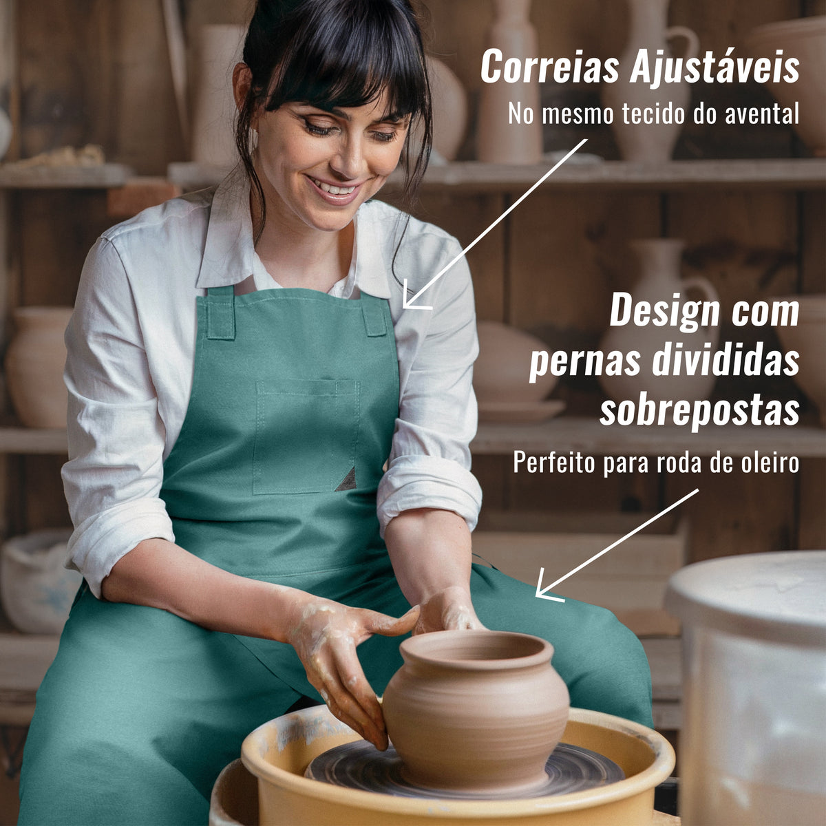 Avental de Cerâmica - Fenda de Perna, Alças de Suporte - Roda de Oleiro, Arte, Artesanato, Escultura em Barro, Ceramista -  Under NY Sky