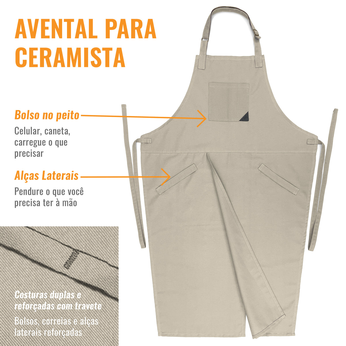 Avental de Cerâmica - Fenda de Perna, Alças de Suporte - Roda de Oleiro, Arte, Artesanato, Escultura em Barro, Ceramista -  Under NY Sky