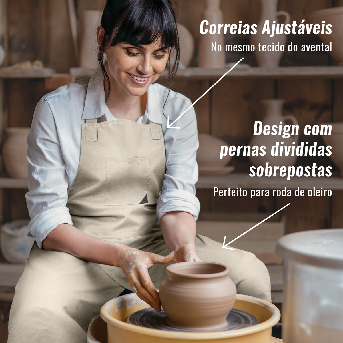 Avental de Cerâmica - Fenda de Perna, Alças de Suporte - Roda de Oleiro, Arte, Artesanato, Escultura em Barro, Ceramista -  Under NY Sky