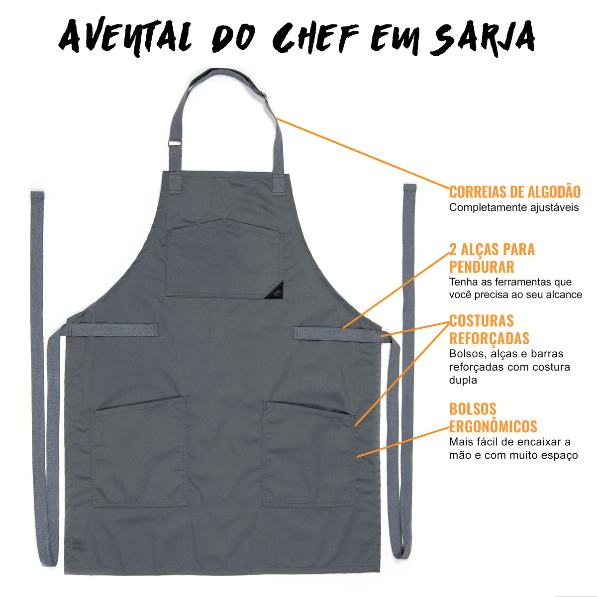 Avental para Chef – Jeans ou Sarja – Alças de Algodão – Bolsos Inteligentes –  Chef, Cozinheiro, Barista, Bartender - Under NY Sky