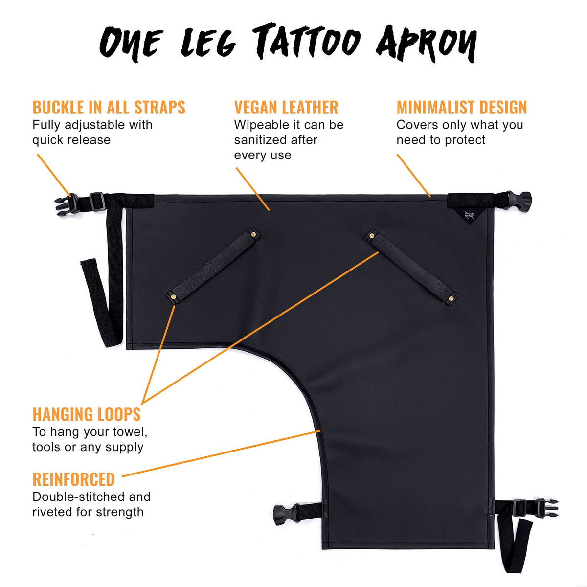 Tattoo Apron - Vegan Leather, Wipeable - Quick-Release Straps - For Tattoo Artist, Tattooist -  Under NY Sky