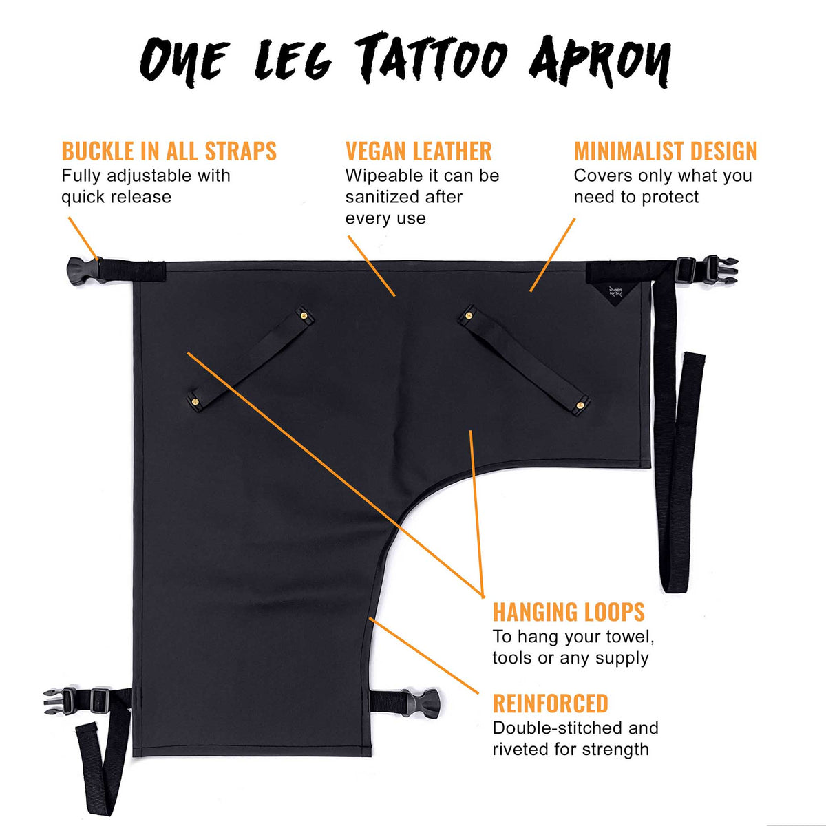 Tattoo Apron - Vegan Leather, Wipeable - Quick-Release Straps - For Tattoo Artist, Tattooist -  Under NY Sky