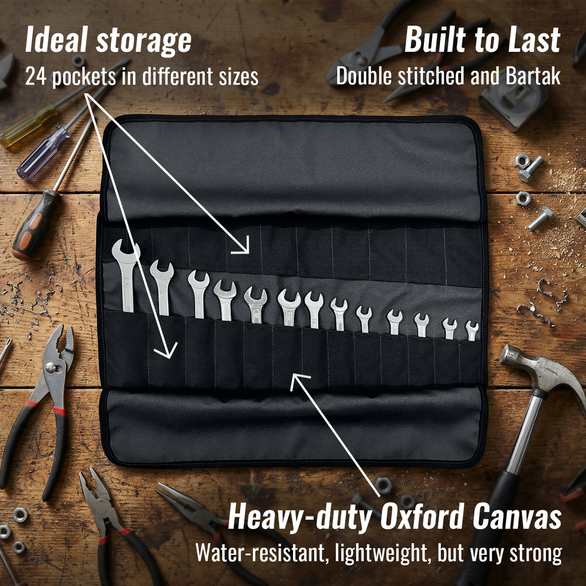 Estojo Organizador de Ferramentas, Lona Oxford, Bolsa para Chaves Portátil - Mecânico, Eletricista - Under NY Sky