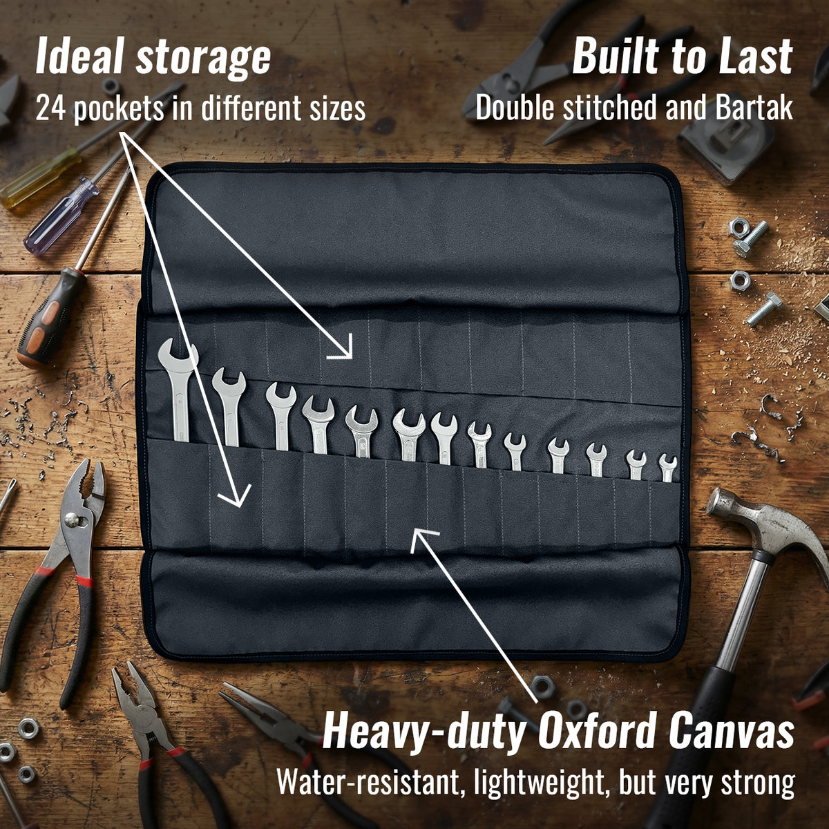 Estojo Organizador de Ferramentas, Lona Oxford, Bolsa para Chaves Portátil - Mecânico, Eletricista - Under NY Sky