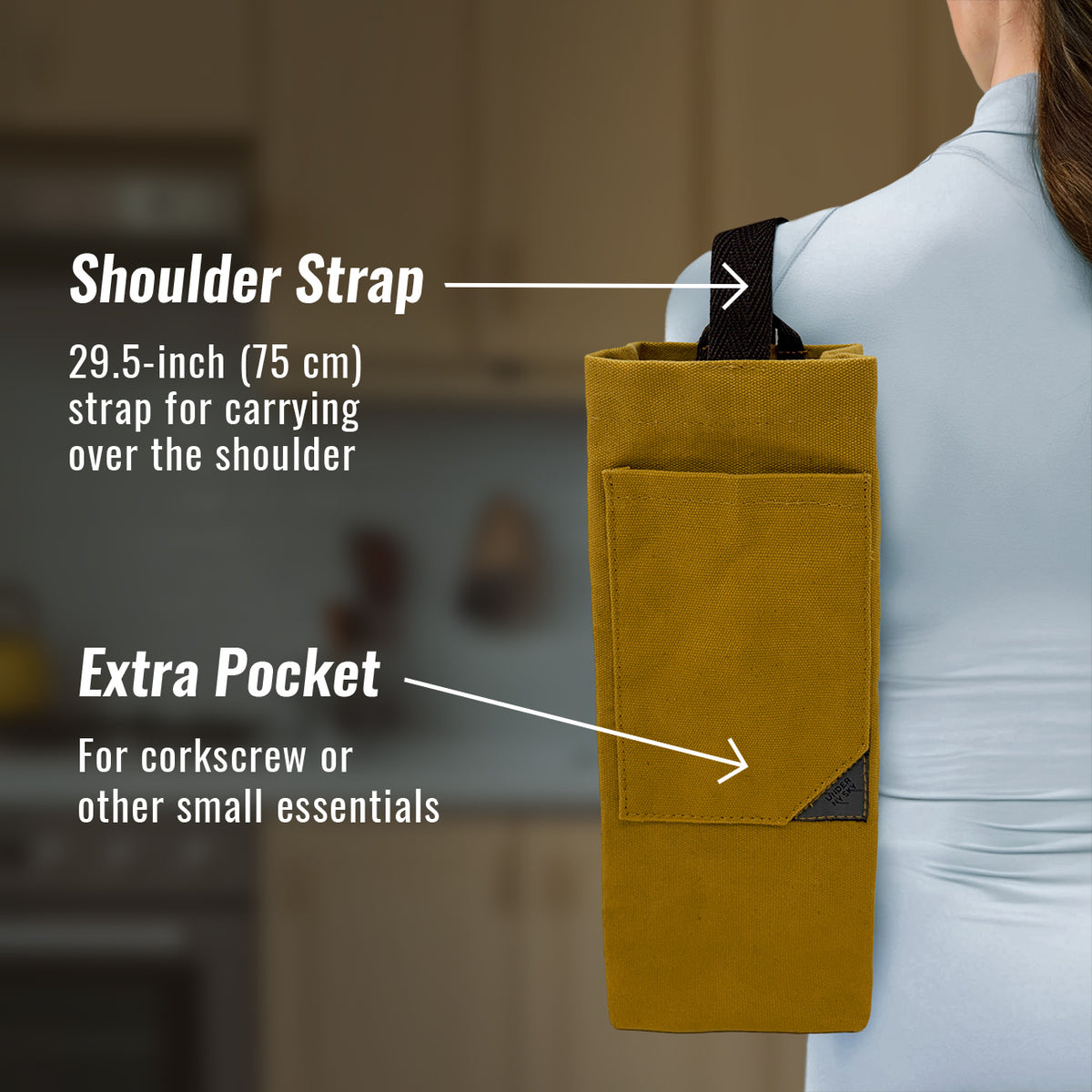 Bolsa Porta-Vinho, Sacola Leve, Portátil, Alça de ombro, Ideal para Viagens, Piquenique, Degustação - Under NY Sky