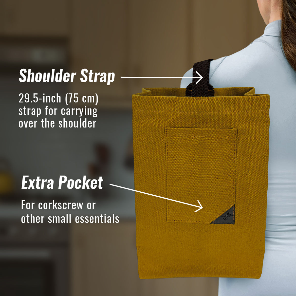 Bolsa Porta-Vinho, Sacola Leve, Portátil, Alça de ombro, Ideal para Viagens, Piquenique, Degustação - Under NY Sky