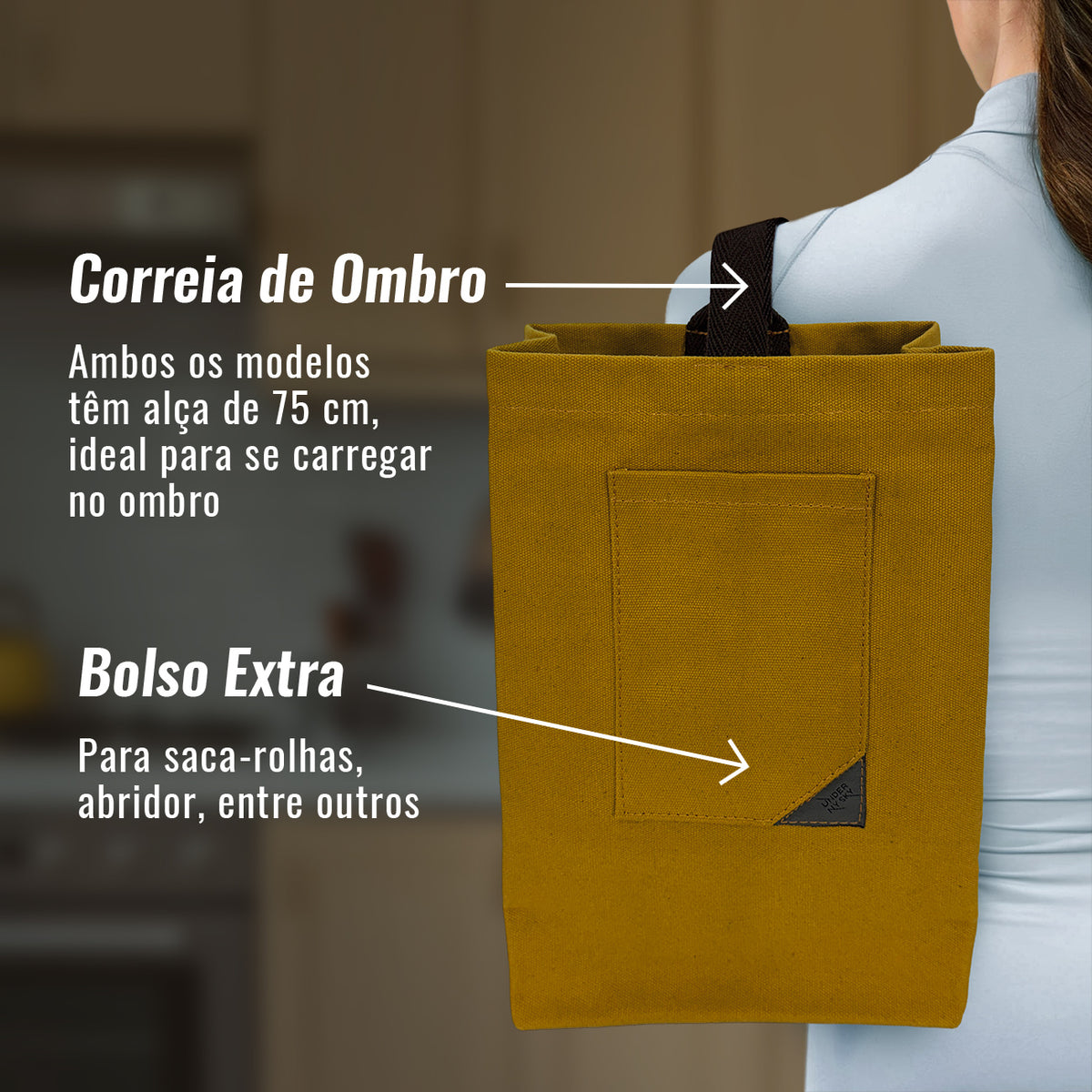 Bolsa Porta-Vinho, Sacola Leve, Portátil, Alça de ombro, Ideal para Viagens, Piquenique, Degustação - Under NY Sky