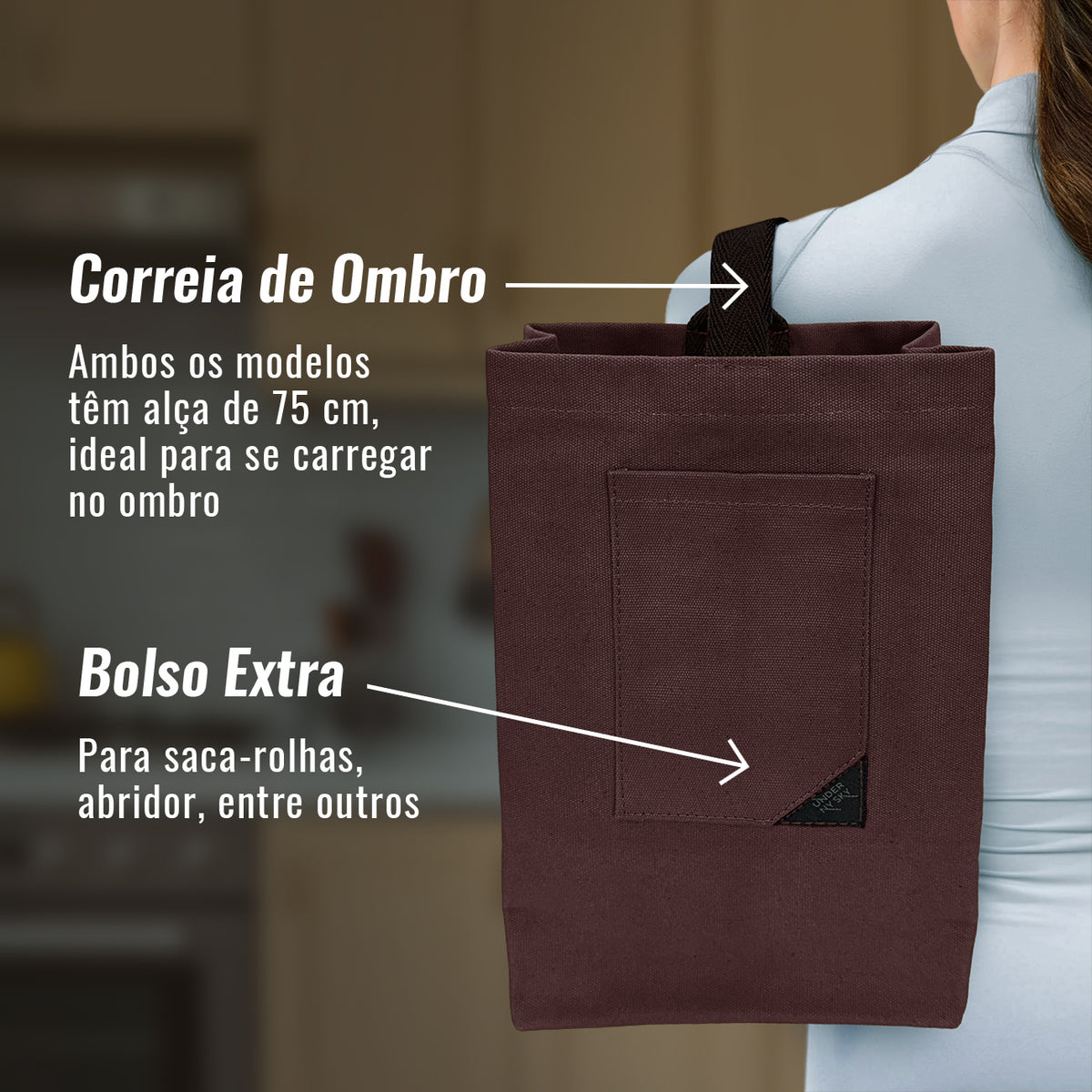 Bolsa Porta-Vinho, Sacola Leve, Portátil, Alça de ombro, Ideal para Viagens, Piquenique, Degustação - Under NY Sky