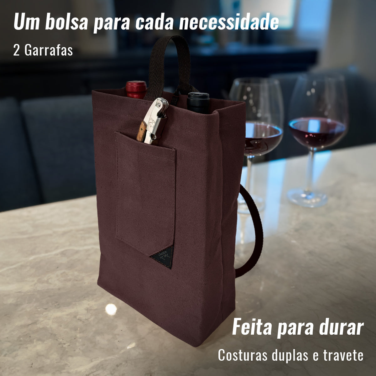 Bolsa Porta-Vinho, Sacola Leve, Portátil, Alça de ombro, Ideal para Viagens, Piquenique, Degustação - Under NY Sky