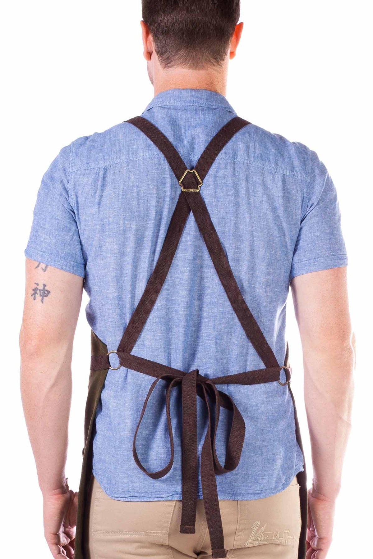 Work Apron - Waxed Canvas, Tool Pockets, CrossBack, Heavy-Duty, Chef, Woodwork, BBQ, Shop - Under NY Sky