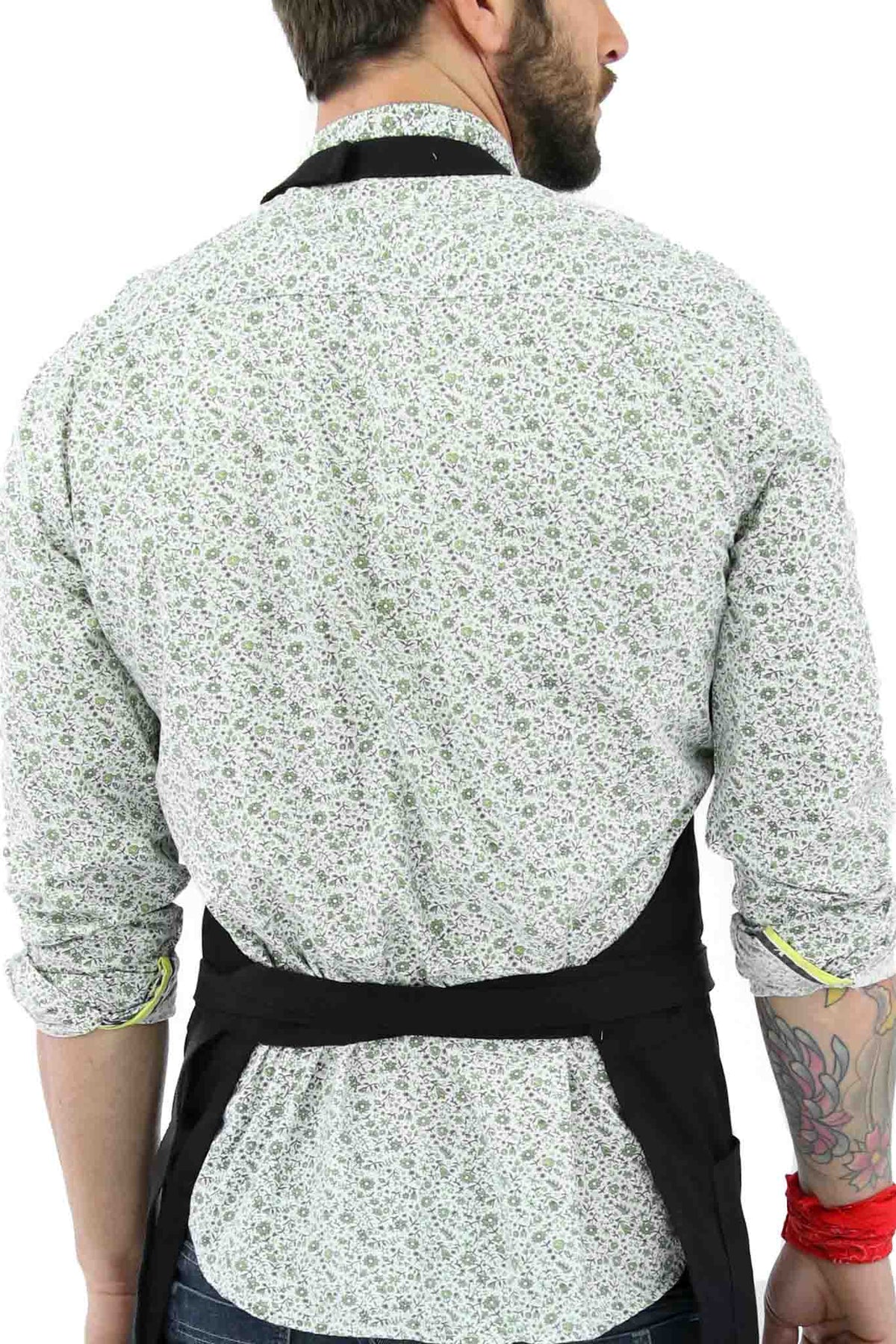 Chef Apron - Twill, No-Tie, Leather Trim, Split - Chef, Bartender, Barista, Grill, Shop - Under NY Sky