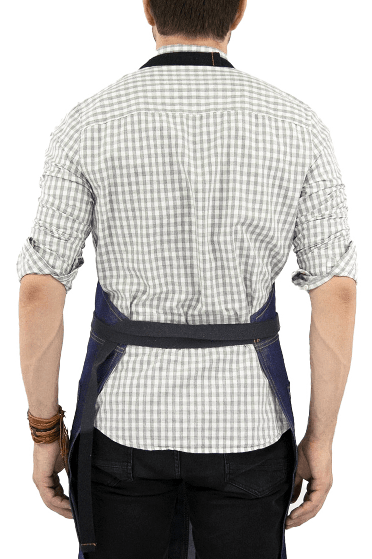 Denim Apron - Easy-Fastening, Leather Trim, Adjustable - Chef, Bartender, BBQ, Shop, Barber, Salon - Under NY Sky