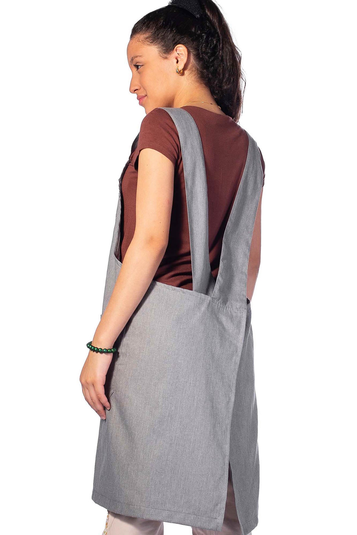 Cross Back Apron - Pinafore Apron, 3 Pockets, Loop - Baking Cooking, Gardening, School - Under NY Sky