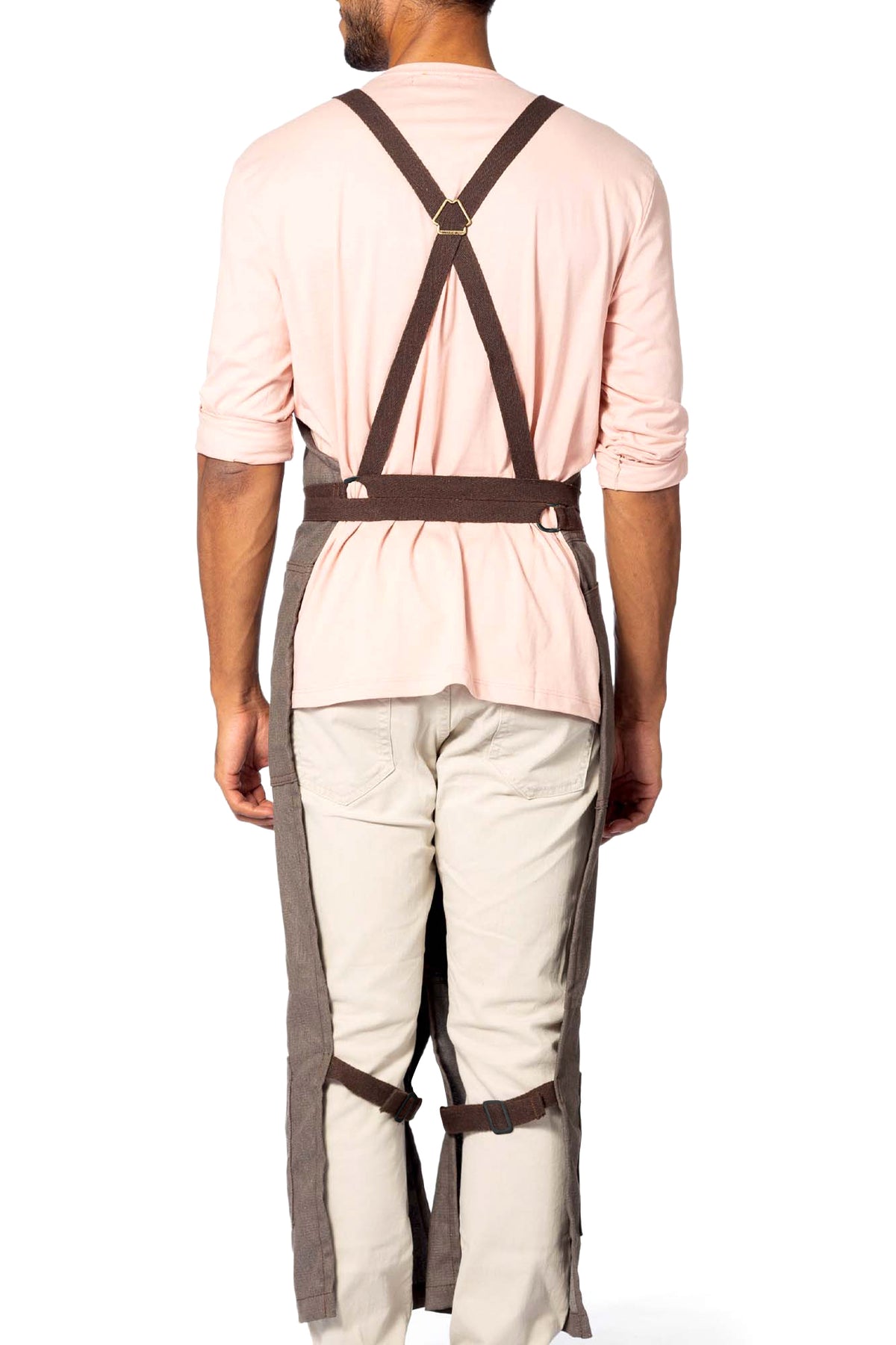 Pottery Apron – Full Split-Leg - Pro Denim &amp; Twill – Cross-back, Leather Reinforcement - Ceramics - Under NY Sky