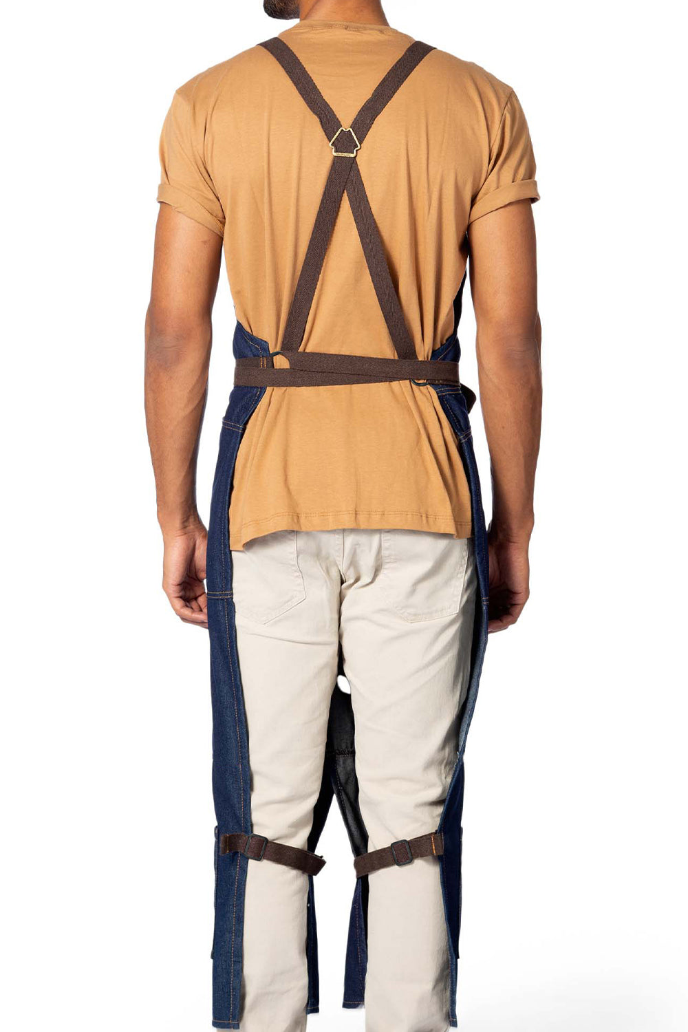 Pottery Apron – Full Split-Leg - Pro Denim &amp; Twill – Cross-back, Leather Reinforcement - Ceramics - Under NY Sky