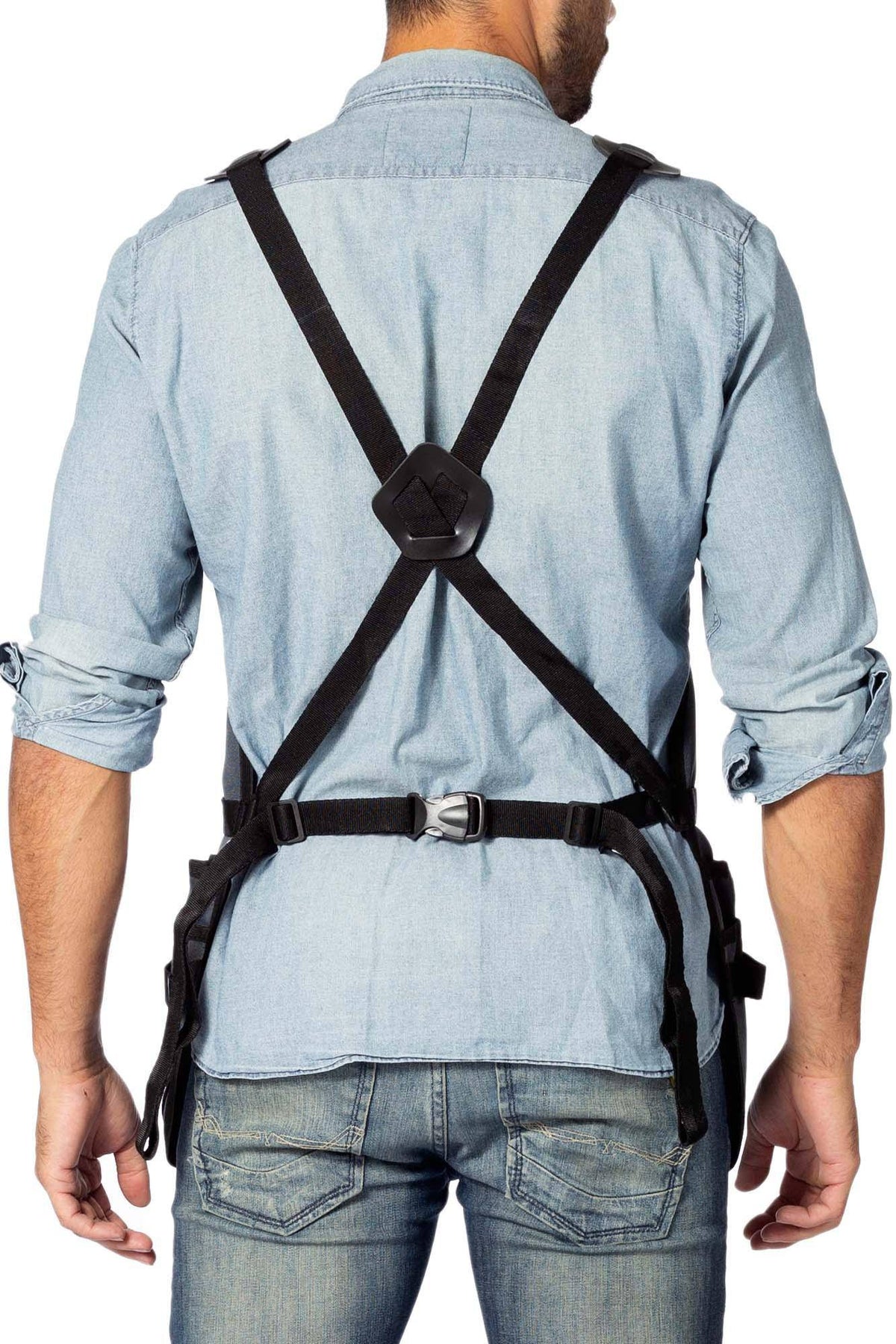 Tool Apron - Magnetic Holder, 18 Pockets, CrossBack, Oxford Canvas - Woodworker, Electrician - Under NY Sky