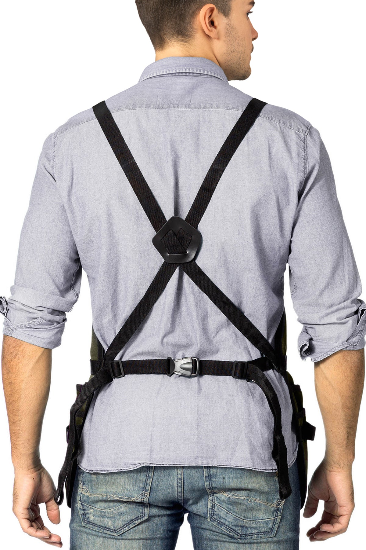 Avental de Ferramentas - 20 Bolsos, Alças cruzadas, Lona Encerada Resistente - Under NY Sky