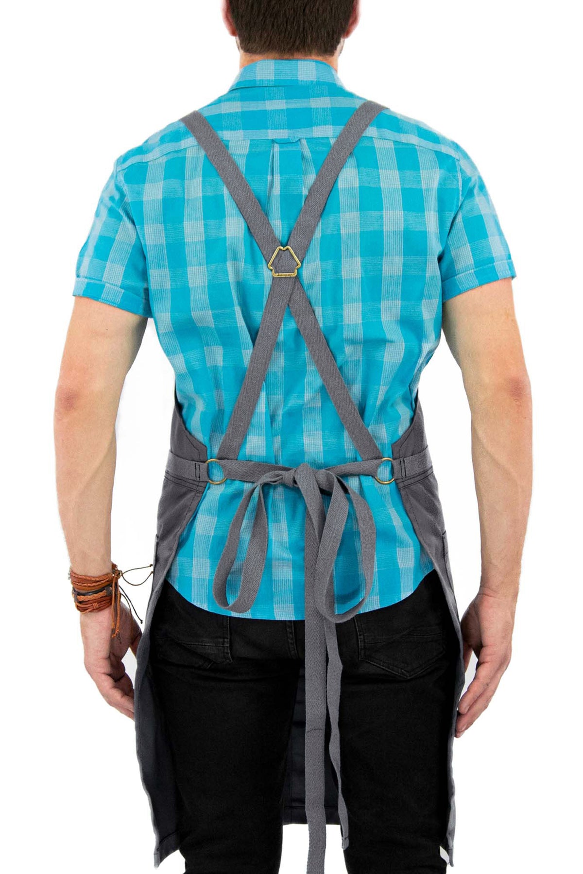 Chef Aprons - CrossBack, Leather Trim, Split - Chef, Bartender, BBQ, Shop, Barber, Salon - Under NY Sky