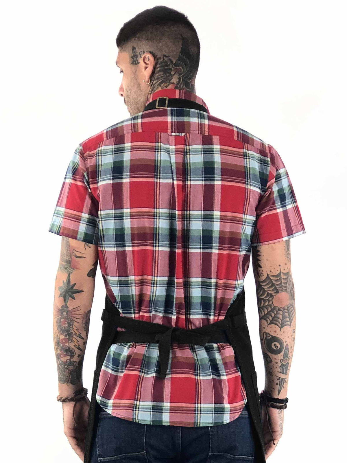 Utility Apron - Heavy-Duty Canvas, Folds into Knife Roll, Leather Trim - Chef, BBQ, Butcher - Under NY Sky 