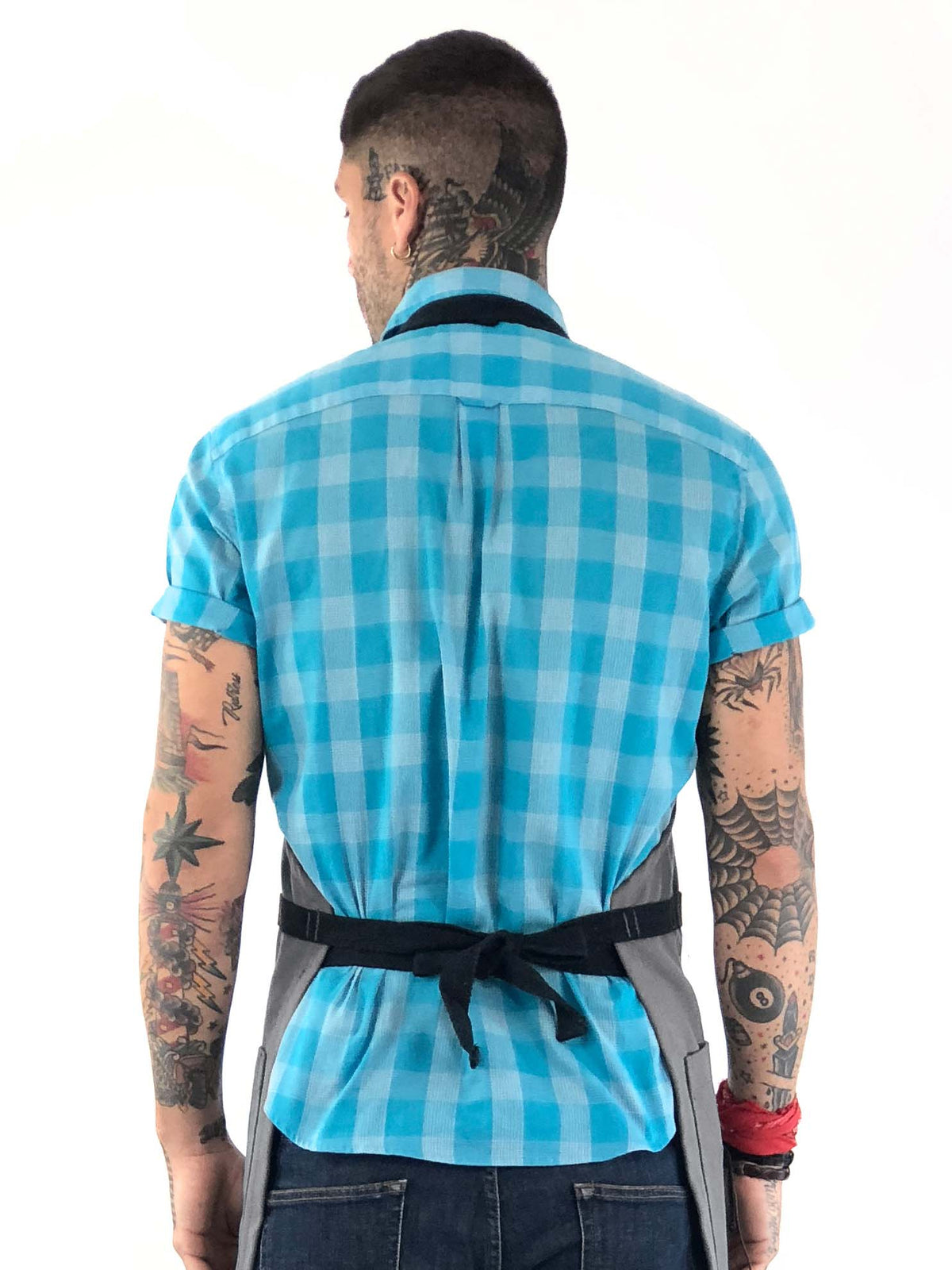 Utility Apron - Heavy-Duty Canvas, Folds into Knife Roll, Leather Trim - Chef, BBQ, Butcher - Under NY Sky 