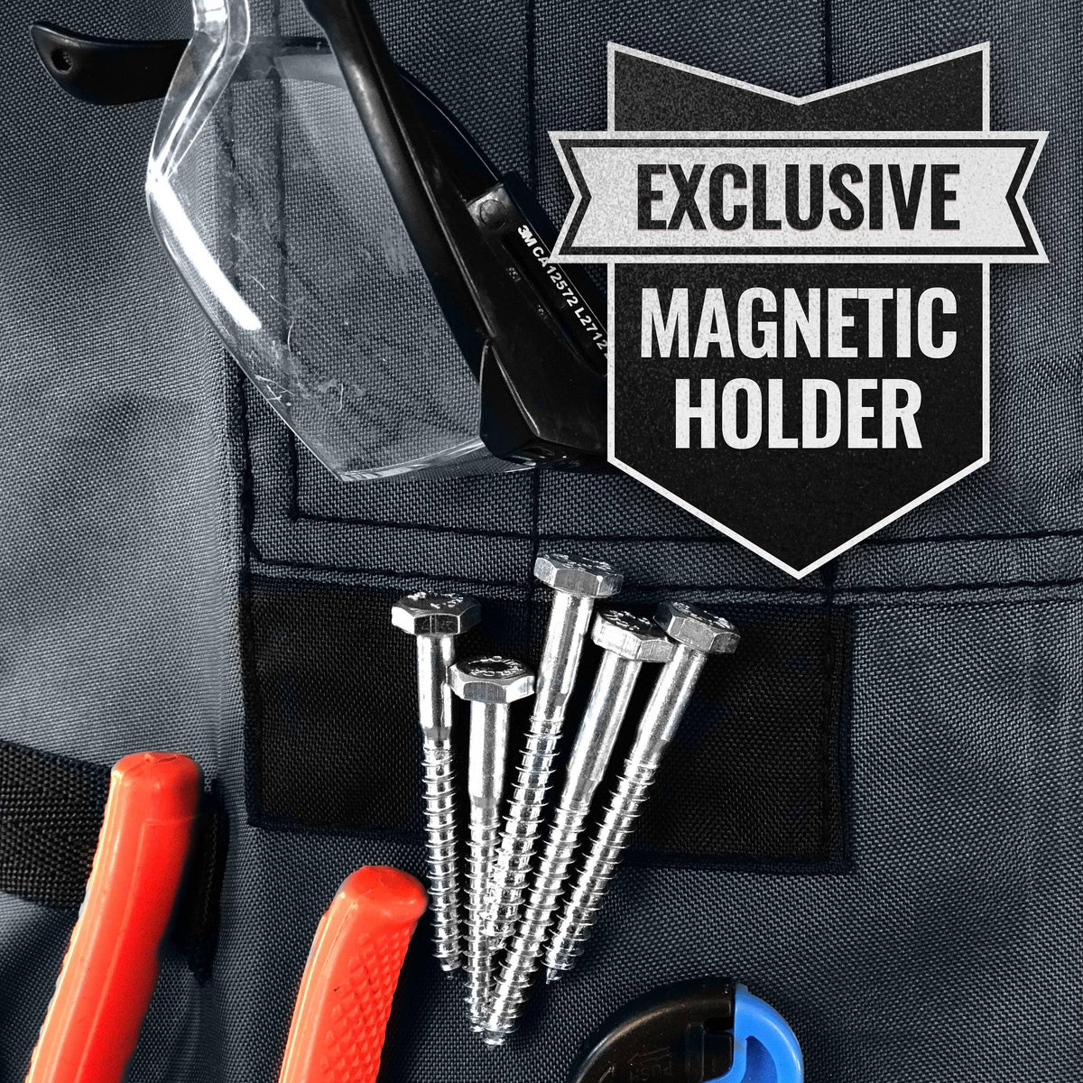 Tool Apron - Magnetic Holder, 18 Pockets, CrossBack, Oxford Canvas - Woodworker, Electrician - Under NY Sky