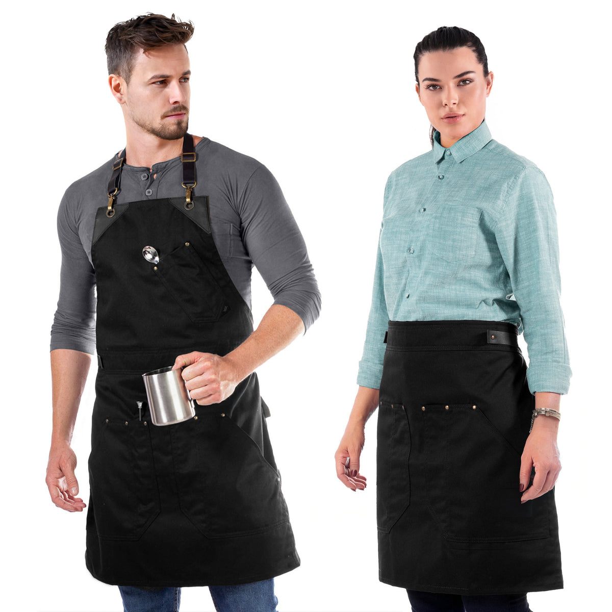 Avental Barista – Alças e Reforços em Couro – Costura Dupla – Chef, Cozinheiro, Barista, Bartender -  Under NY Sky