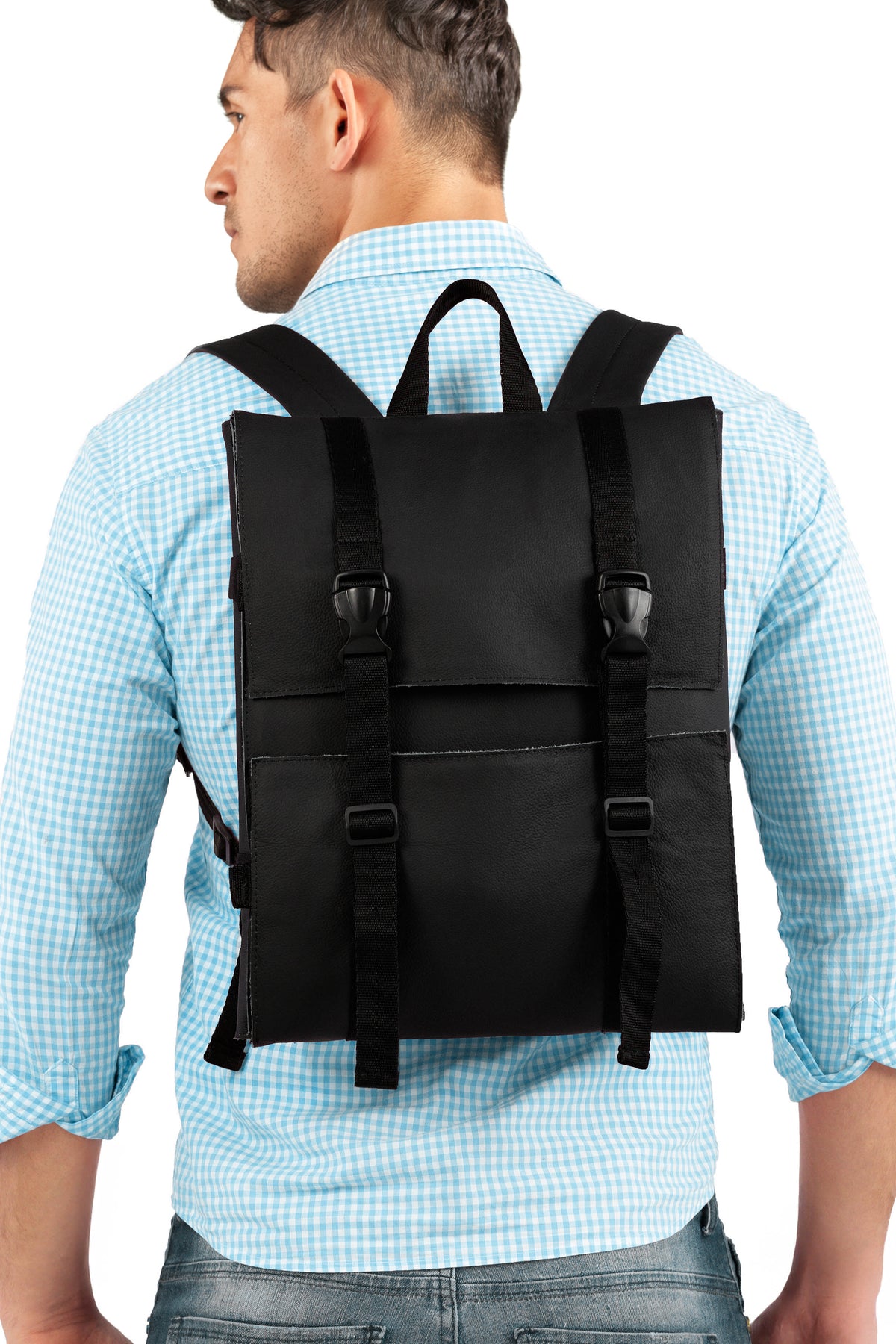 Bolsa para Facas - Couro Legítimo - 13 Compartimentos para Facas, 2 Bolsos com Zíper, Bolso para Laptop - Expansível - Under NY Sky