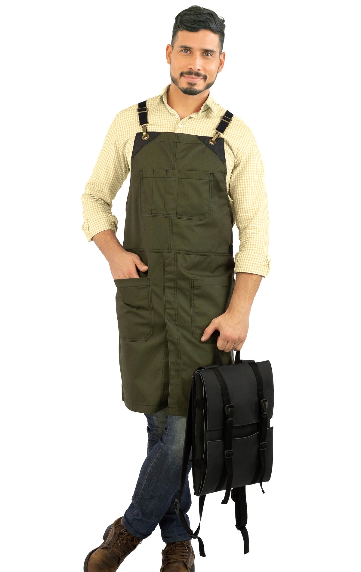 Bolsa para Facas - Couro Legítimo - 13 Compartimentos para Facas, 2 Bolsos com Zíper, Bolso para Laptop - Expansível - Under NY Sky