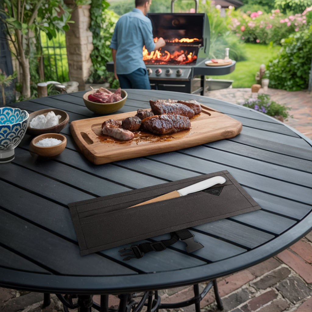 Estojo Porta Facas - 1, 2, 3, 4 ou 6 Bolsos - Bolsa Portátil em Lona Parafinada para Ferramentas de Cozinha, Utensílios, Case Rolo para Facas - Chefs, Grill, Churrasco -  Under NY Sky