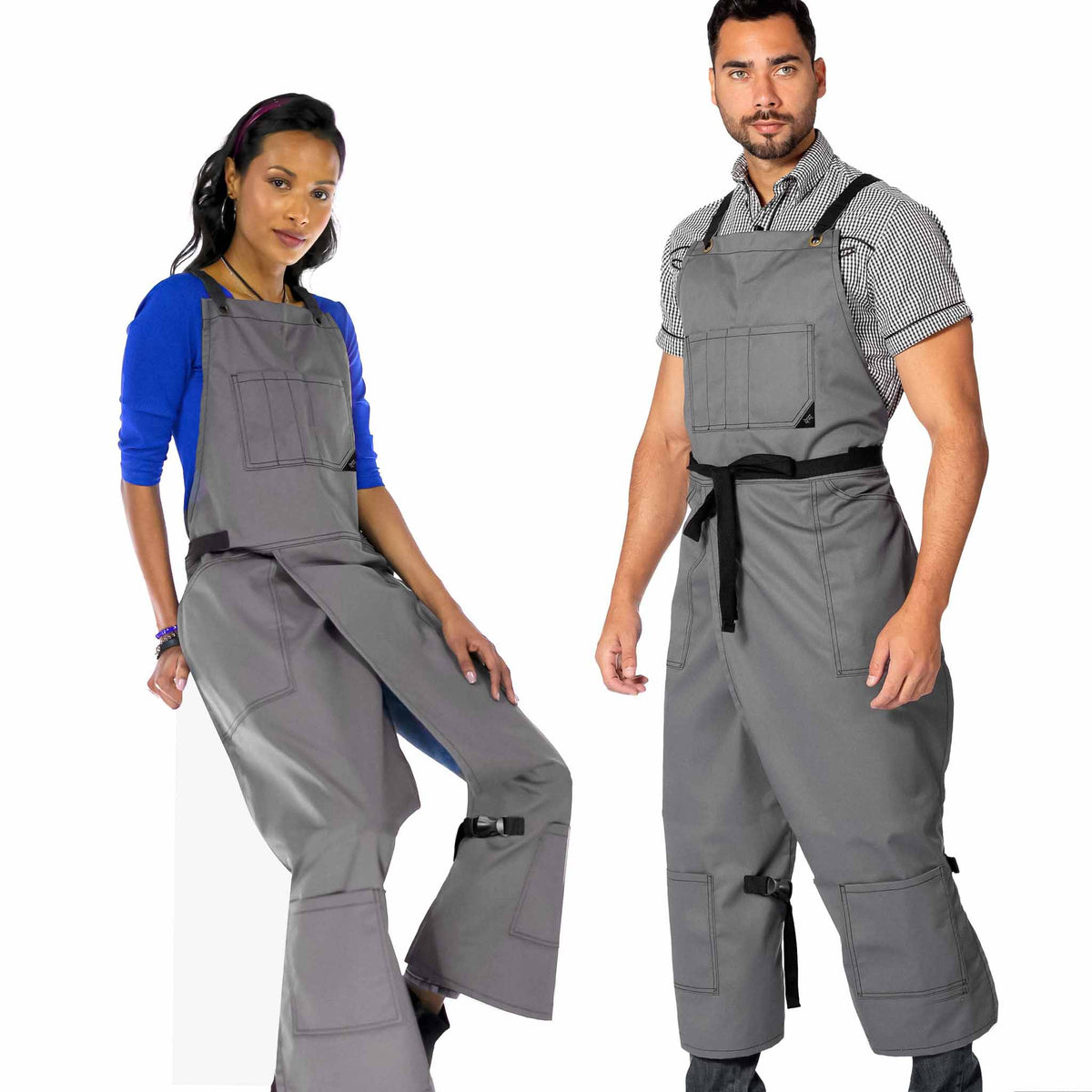 Pottery Apron – Full Split-Leg - Pro Denim &amp; Twill – Cross-back, Leather Reinforcement - Ceramics - Under NY Sky