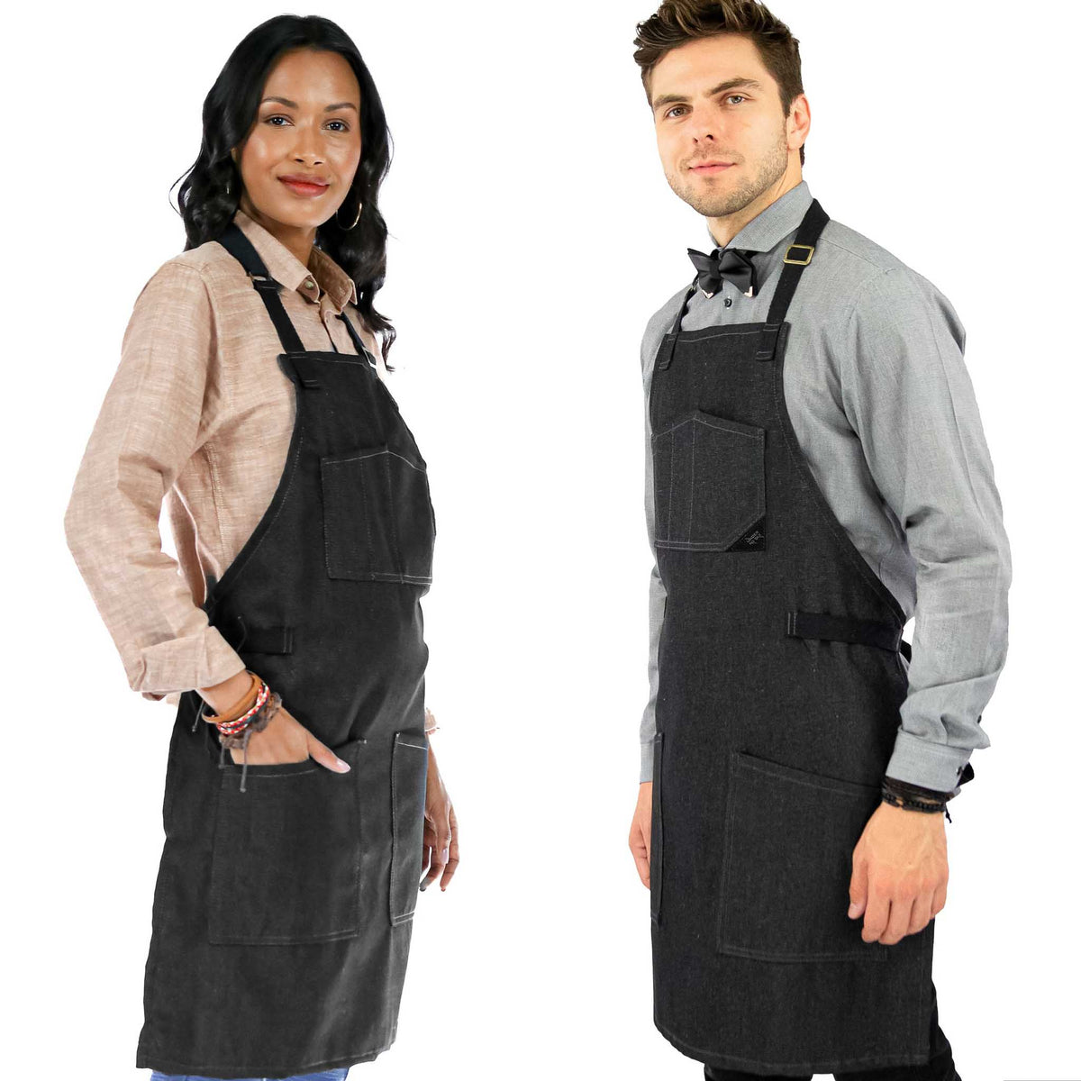 Chef Apron – Denim or Twill - Cotton Straps - Smart Pockets - Pro Chef, Cook, Barista, Bartender - Under NY Sky