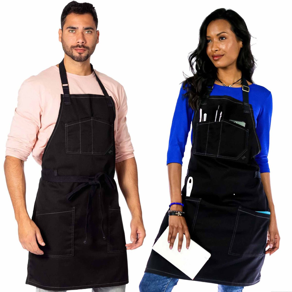 Chef Apron – Denim or Twill - Cotton Straps - Smart Pockets - Pro Chef, Cook, Barista, Bartender - Under NY Sky