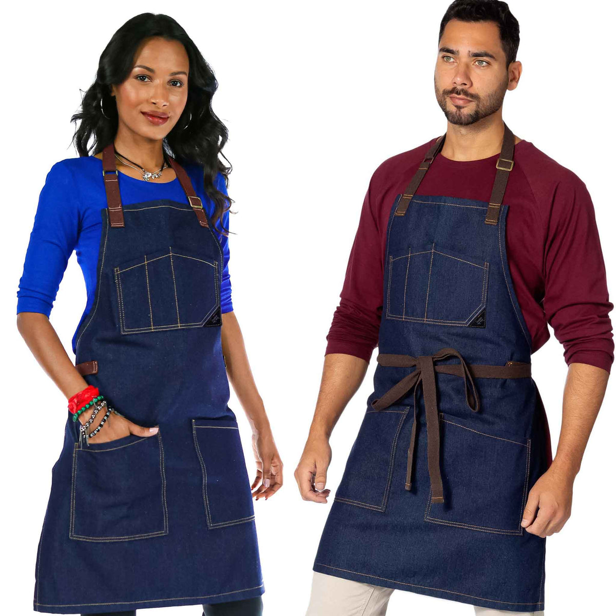 Chef Apron – Denim or Twill - Cotton Straps - Smart Pockets - Pro Chef, Cook, Barista, Bartender - Under NY Sky