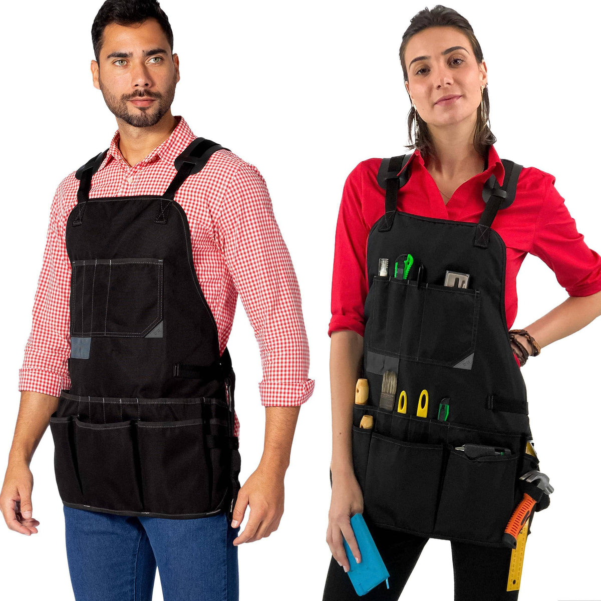 Tool Apron - Magnetic Holder, 18 Pockets, CrossBack, Oxford Canvas - Woodworker, Electrician - Under NY Sky