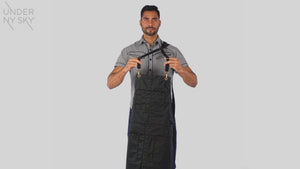 Salon Apron - CrossBack, Water Resistant, Adjustable, SplitLeg - Hairstylist, Barber, Shop - Under NY Sky