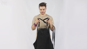 Chef Aprons - CrossBack, Leather Trim, Split - Chef, Bartender, BBQ, Shop, Barber, Salon - Under NY Sky