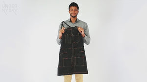 Leather Straps Apron - Denim or Waxed Canvas, CrossBack, Easy-Fastening - Carpenter, Shop, Work - Under NY Sky