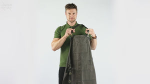 Leather Straps Apron - Denim or Waxed Canvas, CrossBack, Easy-Fastening - Carpenter, Shop, Work - Under NY Sky