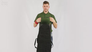 Chef Apron - Twill, No-Tie, Leather Trim, Split - Chef, Bartender, Barista, Grill, Shop - Under NY Sky