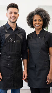 Avental Barbeiro Cabeleireiro - Resistência A Químicos, Alças Cruzadas, Bolso com Zíper ou Lapela - Ideal para salão, barbearia - Under NY Sky