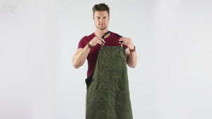 Chef Aprons - CrossBack, Leather Trim, Split - Chef, Bartender, BBQ, Shop, Barber, Salon - Under NY Sky