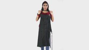 Denim Apron - Easy-Fastening, Leather Trim, Adjustable - Chef, Bartender, BBQ, Shop, Barber, Salon - Under NY Sky